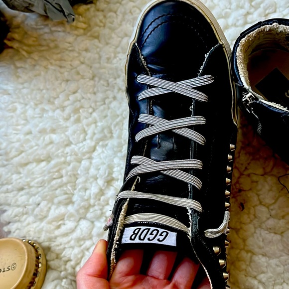 GOLDEN GOOSE BLACK 40 EU LEATHER STUD SLIDE SNEAKERS - #MUSTHAVE 🫶🤩😎 - Picture 9 of 9